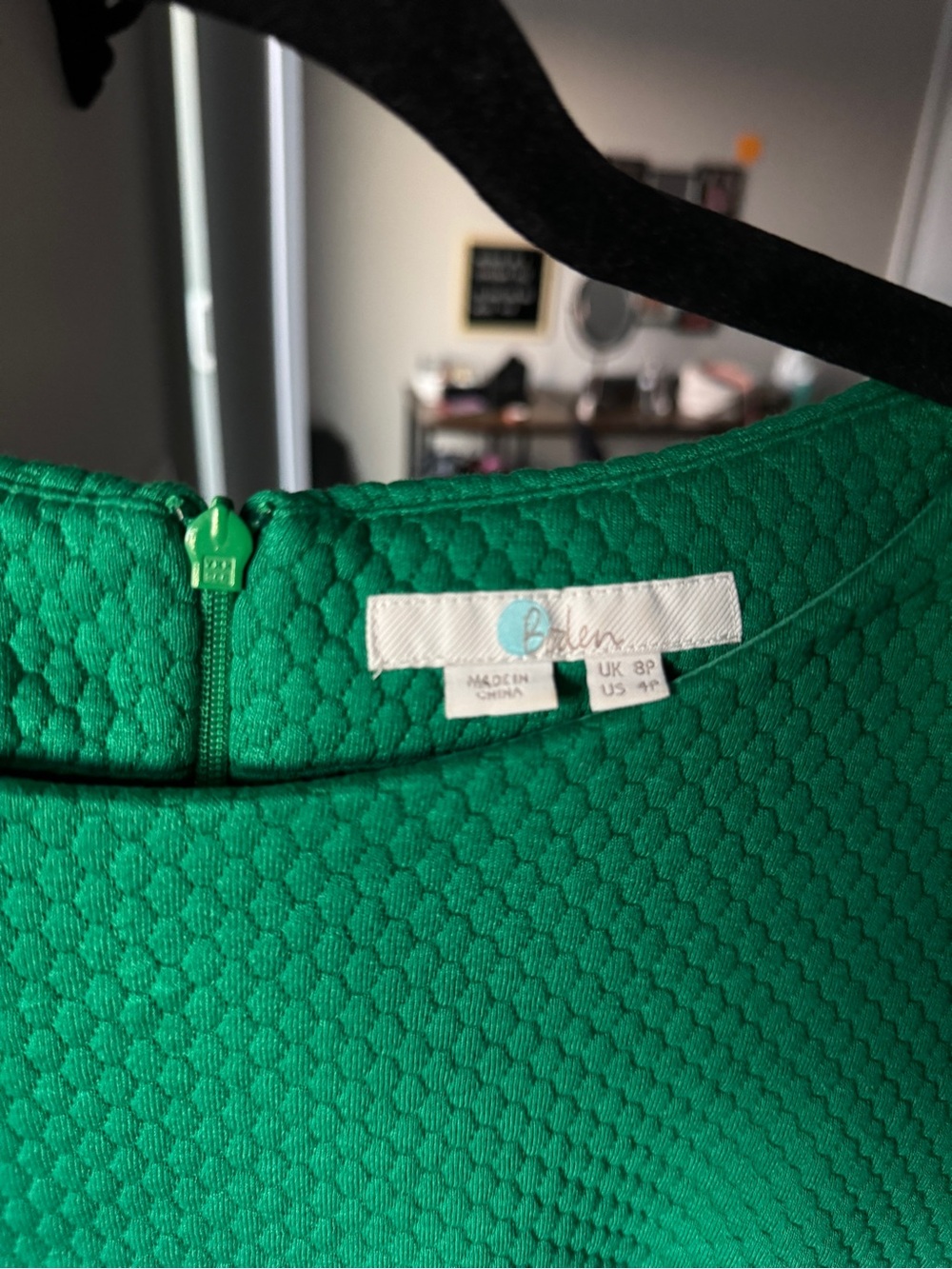 Boden Emerald Green 60’s Retro Style Long Sleeve Midi Dress Size UK8/US4 Buttons - Picture 2 of 6